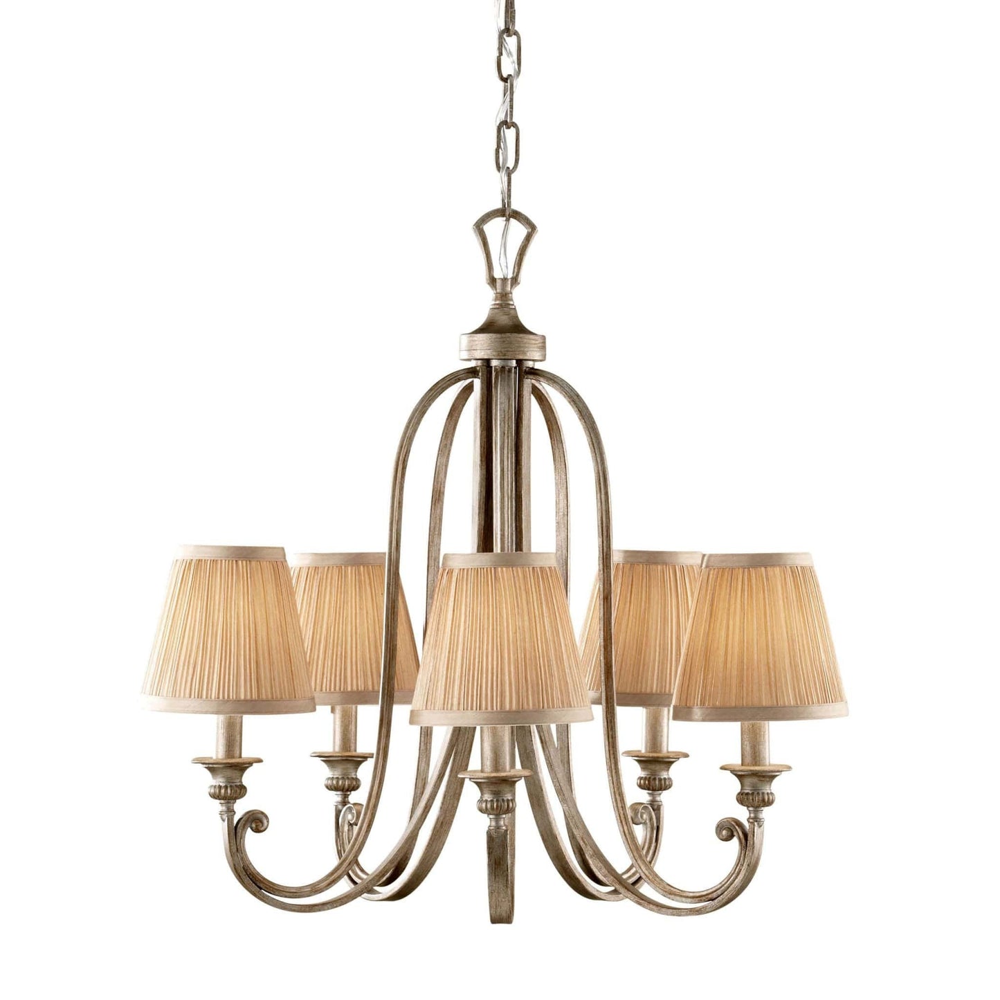 Feiss Abbey 5 Light Silver Sand Shade Chandelier FE/ABBEY5