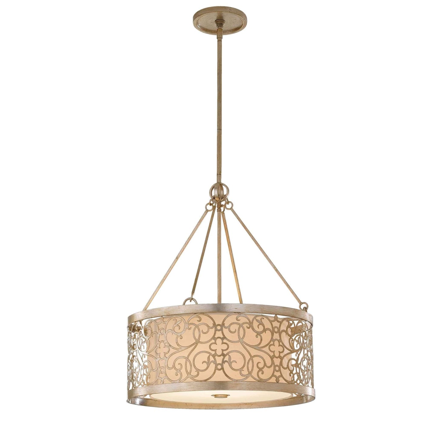 Feiss Arabesque 4 Light Silver Leaf Patina Chandelier FE/ARABESQUE4