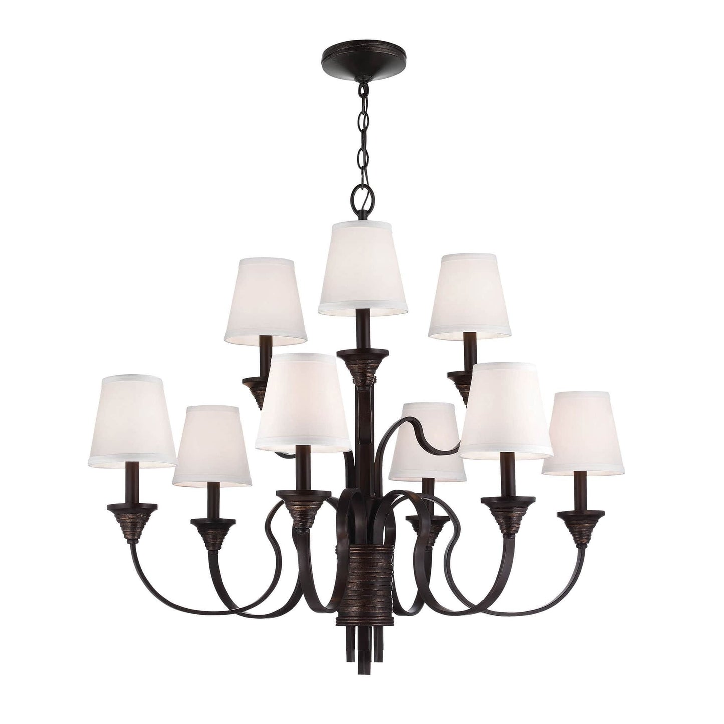 Feiss Arbor Creek 9 Light Weathered Brass Chandelier FE/ARBOR CREEK9
