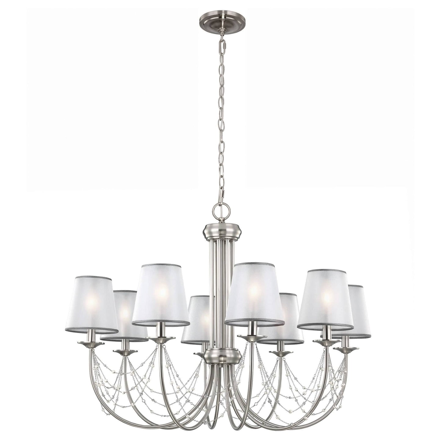 Feiss Aveline 8 Light Silver Brushed Steel Chandelier FE/AVELINE8