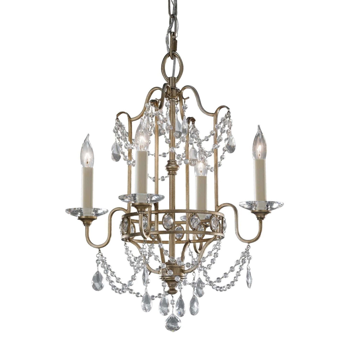 Feiss Gianna 4 Light Gilded Silver Duo Mount Chandelier FE/GIANNA4