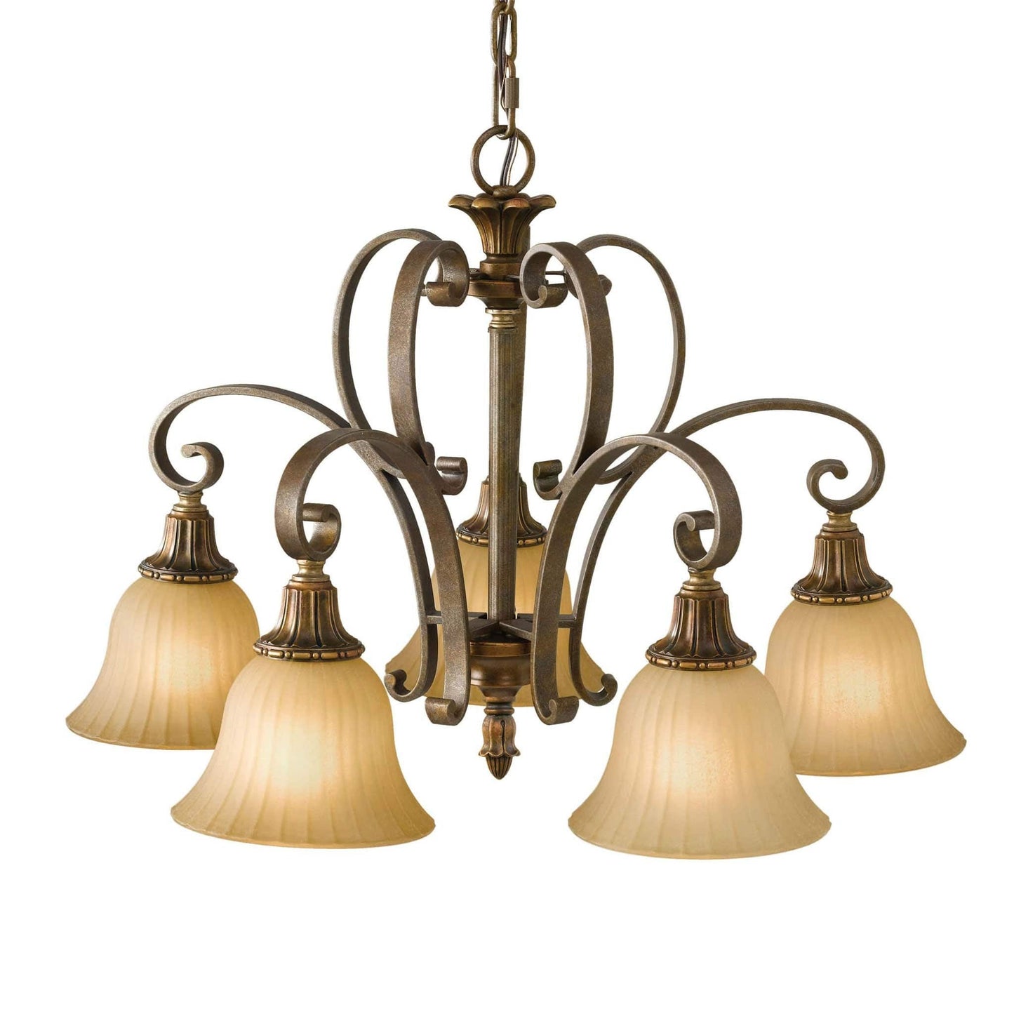 Feiss Kelham Hall 5 Light Bronze Gold Down Chandelier FE/KELHALL DN5LT