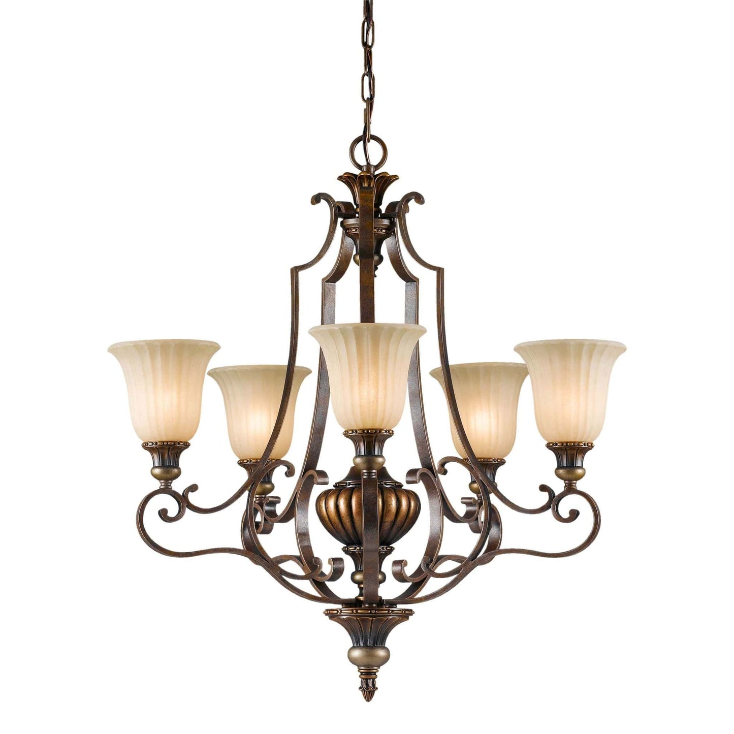 Feiss Kelham Hall 5 Light Bronze Gold Up Chandelier FE/KELHALL5 UPLT