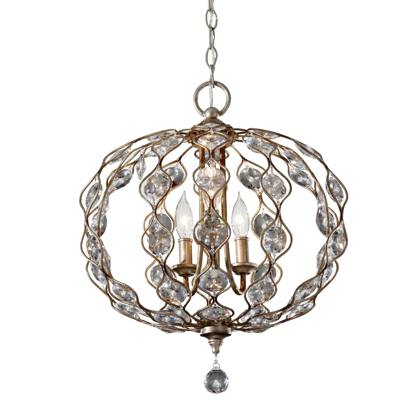 Feiss Leila 3 Light Burnished Silver Crystal Chandelier FE/LEILA3