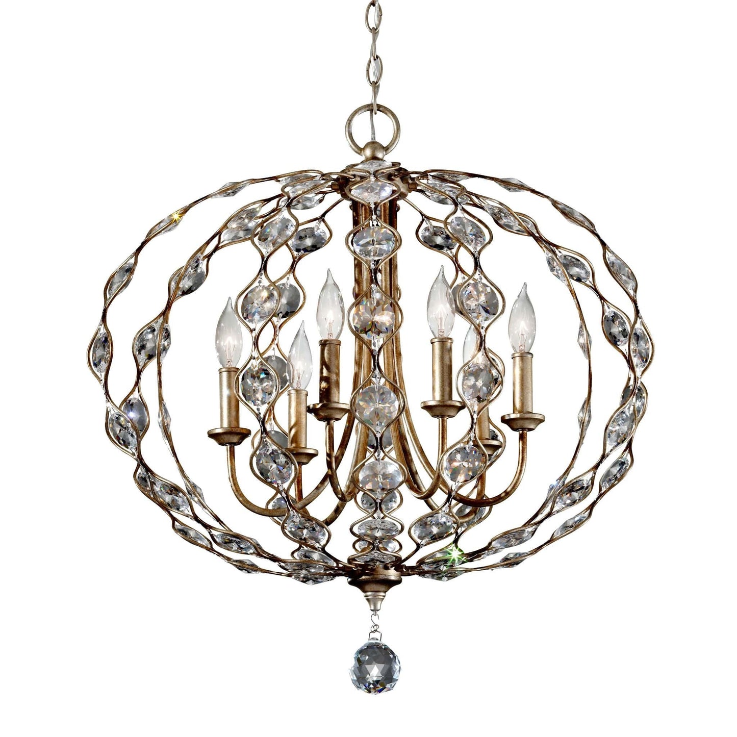 Feiss Leila 6 Light Burnished Silver Crystal Chandelier FE/LEILA6