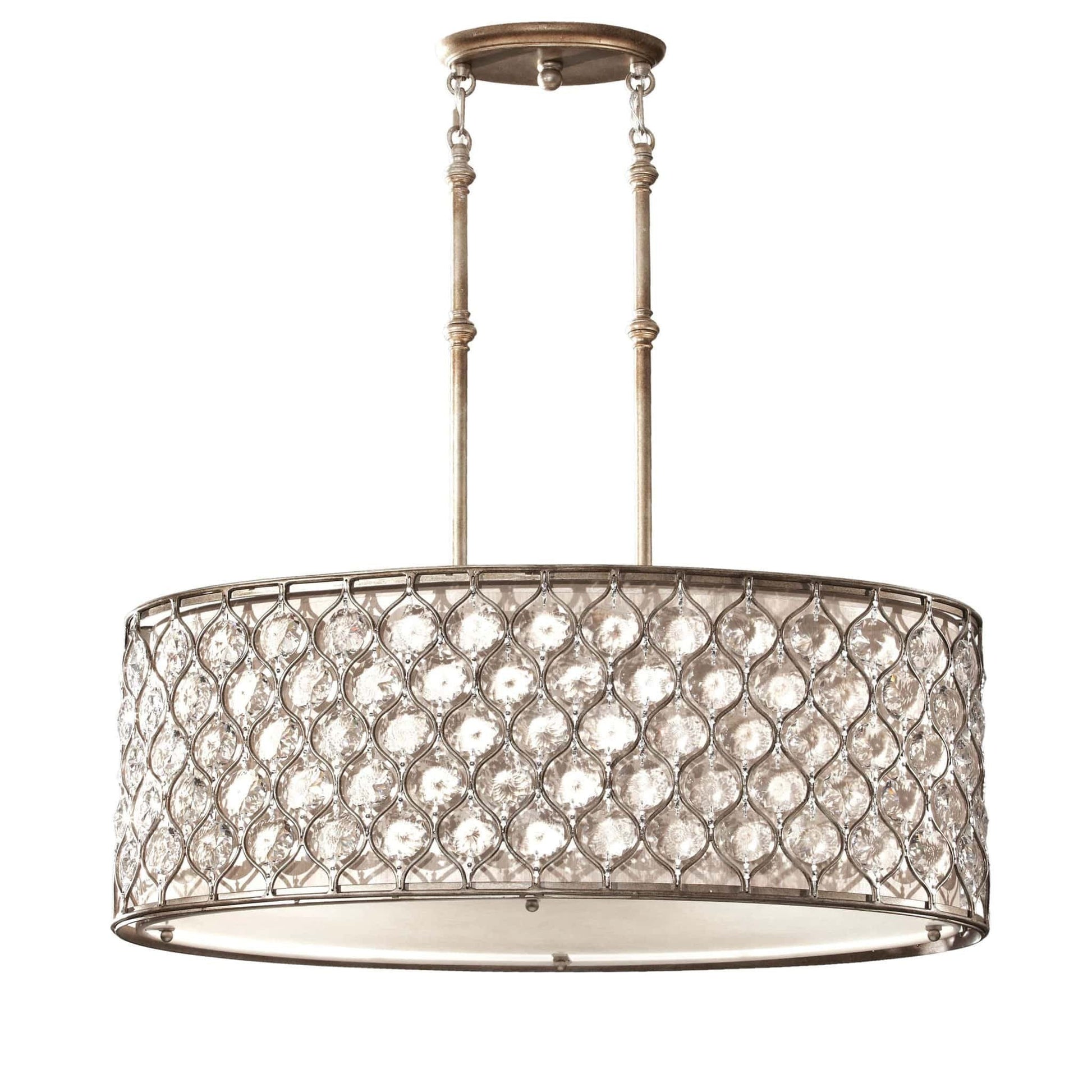 Feiss Lucia 3 Light Burnished Silver Oval Chandelier FE/LUCIA/P/A