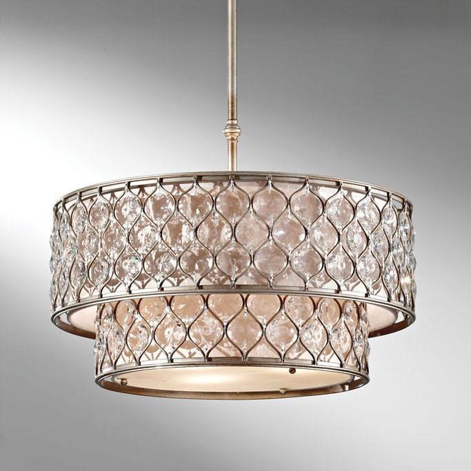 Feiss Lucia 6 Light Burnished Silver Pendant Chandelier FE/LUCIA/P/E 2TR