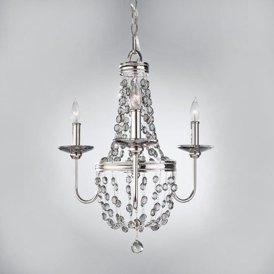 Feiss Malia 3 Light Mini Smoked Crystal Chandelier FE/MALIA3