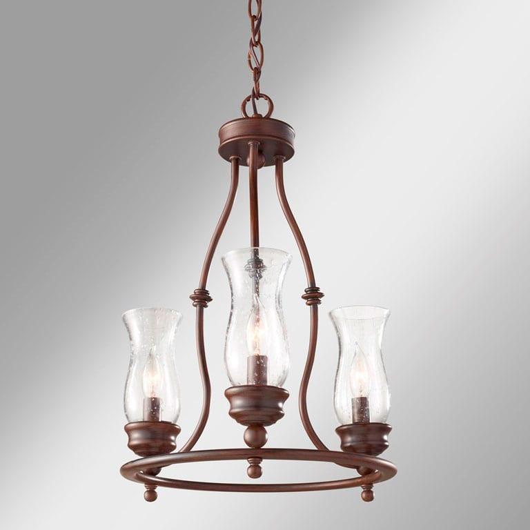 Feiss Pickering Lane 3 Light Glass Bronze Chandelier FE/PICKERINGL3