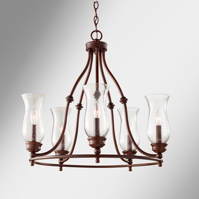 Feiss Pickering Lane 5 Light Glass Bronze Chandelier FE/PICKERINGL5