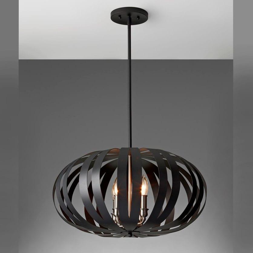Feiss Woodstock 4 Light Textured Black Metal Chandelier FE/WOODSTOCK/P/M