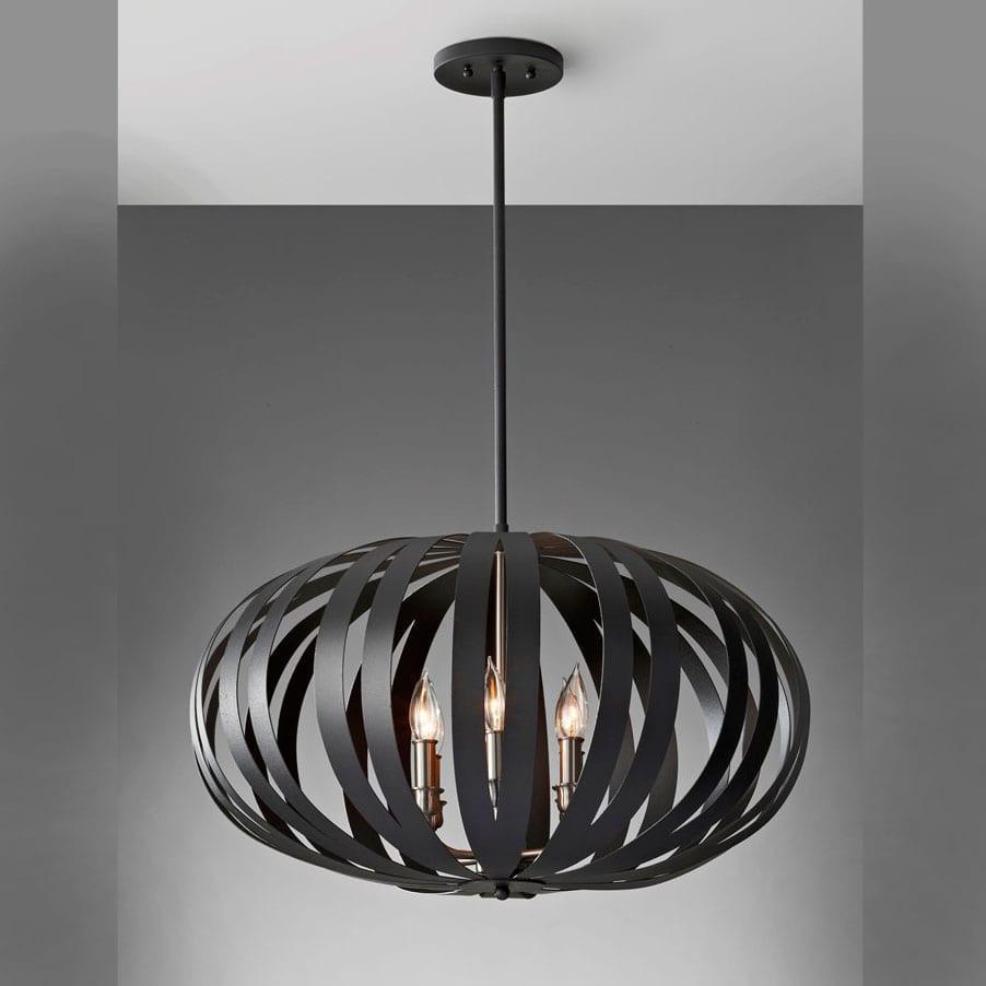 Feiss Woodstock 6 Light Textured Black Metal Chandelier FE/WOODSTOCK/P/L