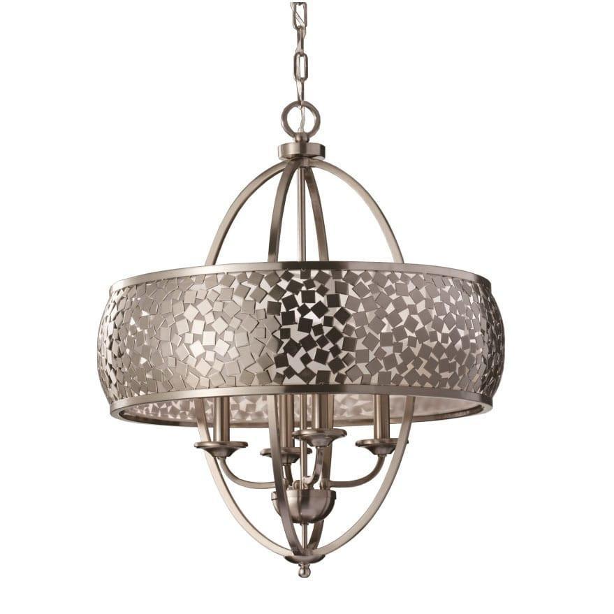 Feiss Zara Large Silver Organza Fabric Steel Chandelier FE/ZARA4-L