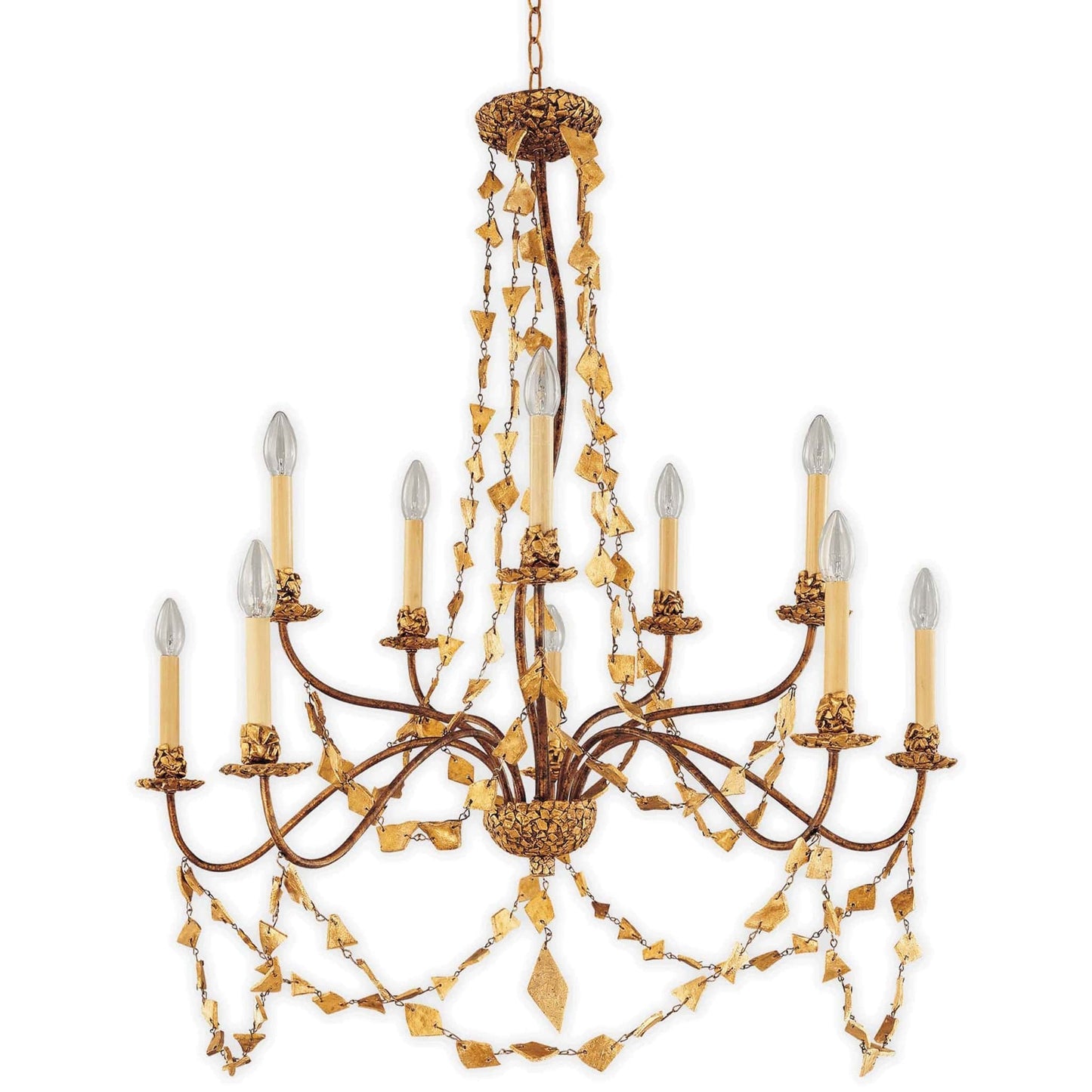 Flambeau Mosaic 10 Light Antique Gold Candle Chandelier FB/MOSAIC10