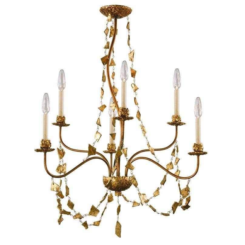 Flambeau Mosaic 6 Light Antique Gold Candle Chandelier FB/MOSAIC6