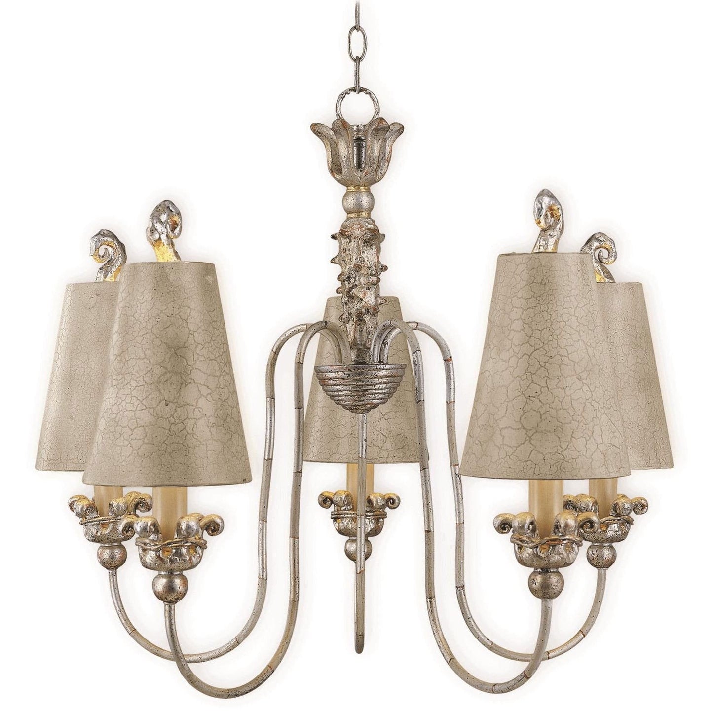 Flambeau Remi 5 Light Grey Silver Gold Shade Chandelier FB/REMI5