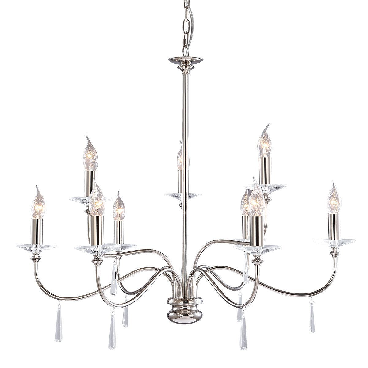 Elstead Finsbury Park 9 Light Polished Nickel Chandelier FP9 POL NICKEL