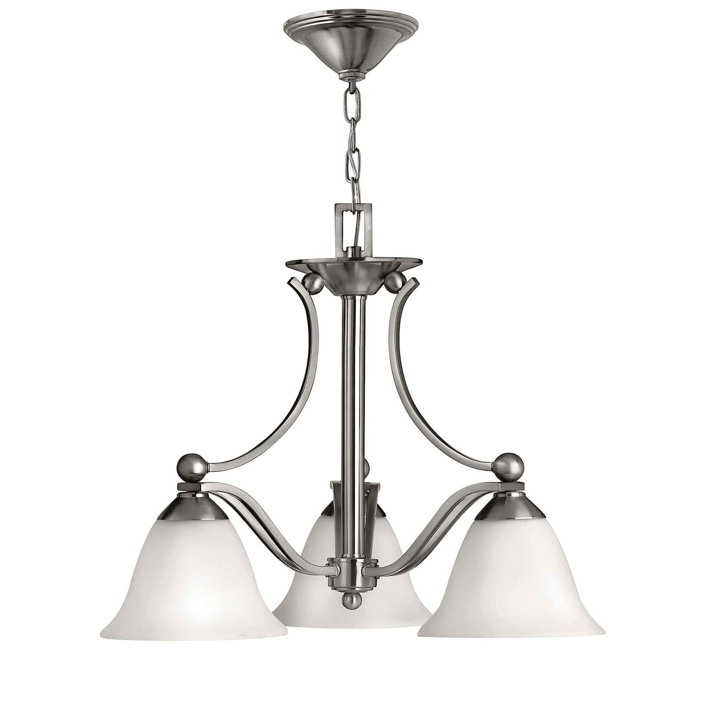 Hinkley Bolla 3 Light Opal Down Shade Silver Chandelier HK/BOLLA3