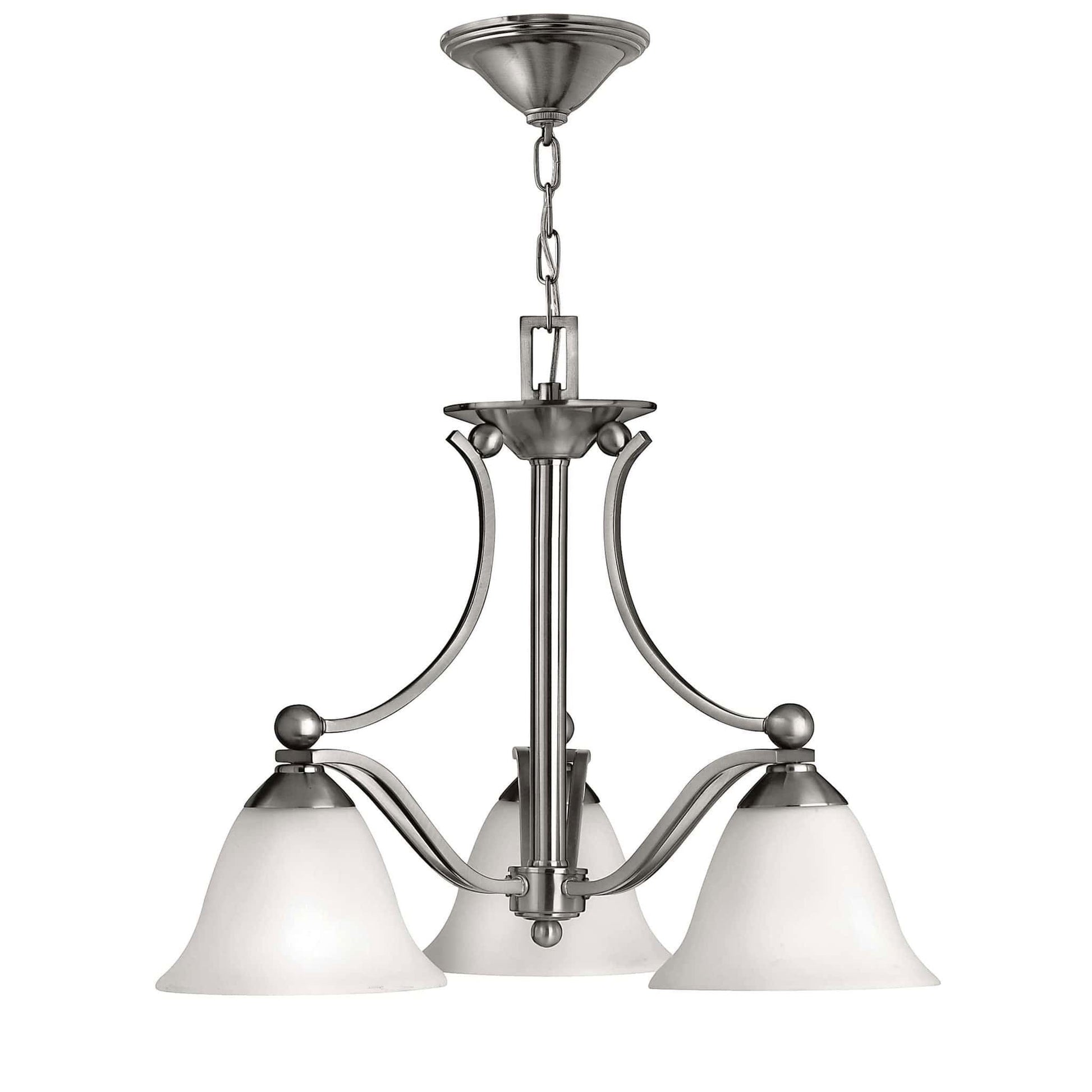Hinkley Bolla 3 Light Opal Down Shade Silver Chandelier HK/BOLLA3