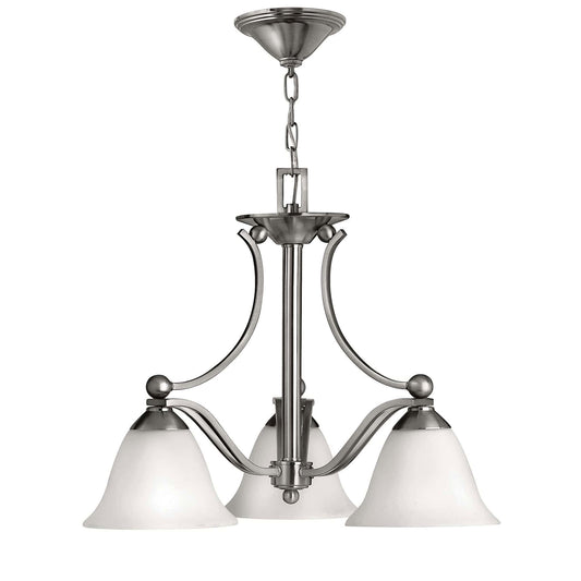Hinkley Bolla 3 Light Opal Down Shade Silver Chandelier HK/BOLLA3