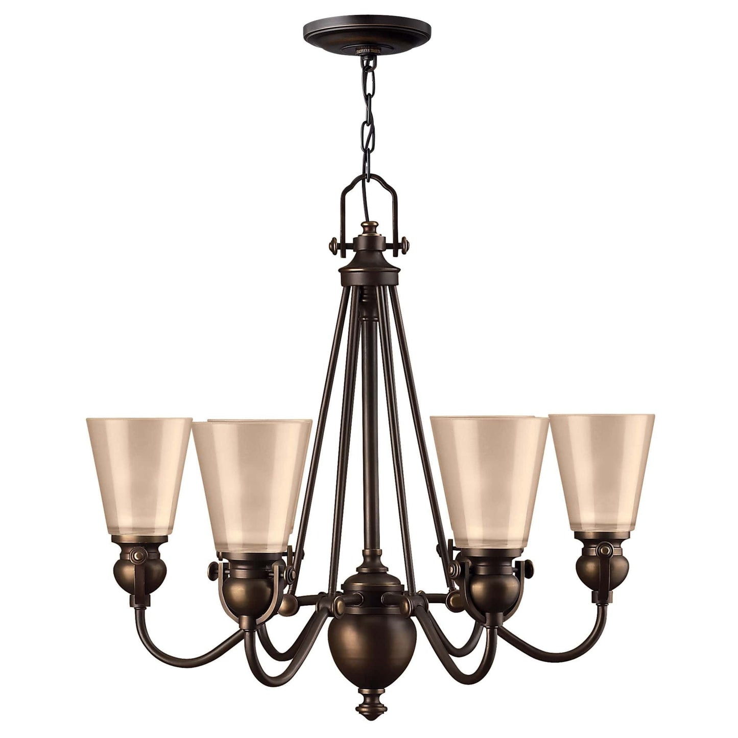 Hinkley Mayflower 6 Light Bronze Amber Glass Chandelier HK/MAYFLOWER3