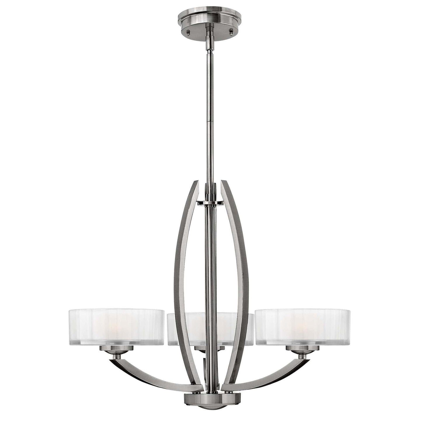 Hinkley Meridian 3 Light Silver Nickel Opal Chandelier HK/MERIDIAN3