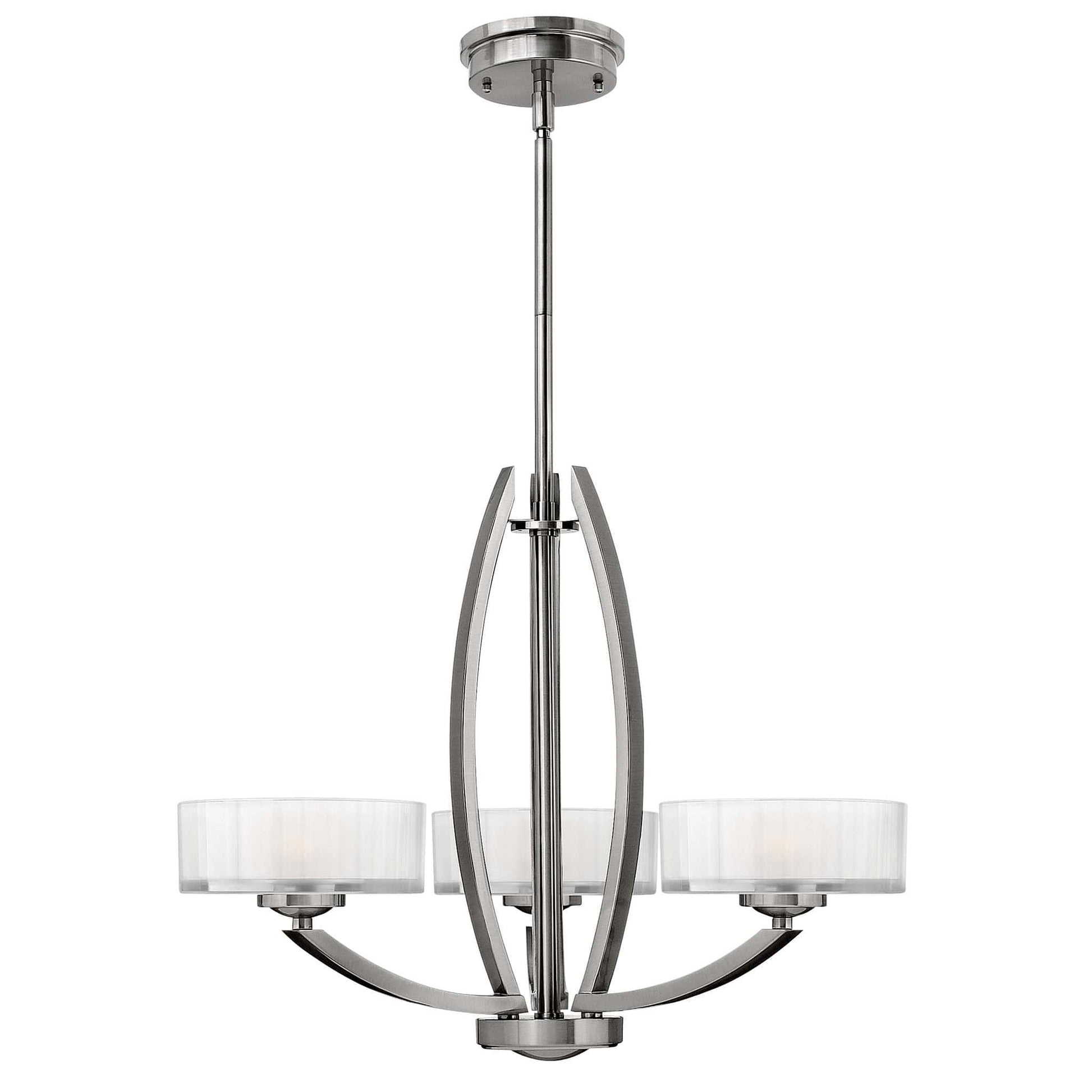 Hinkley Meridian 3 Light Silver Nickel Opal Chandelier HK/MERIDIAN3