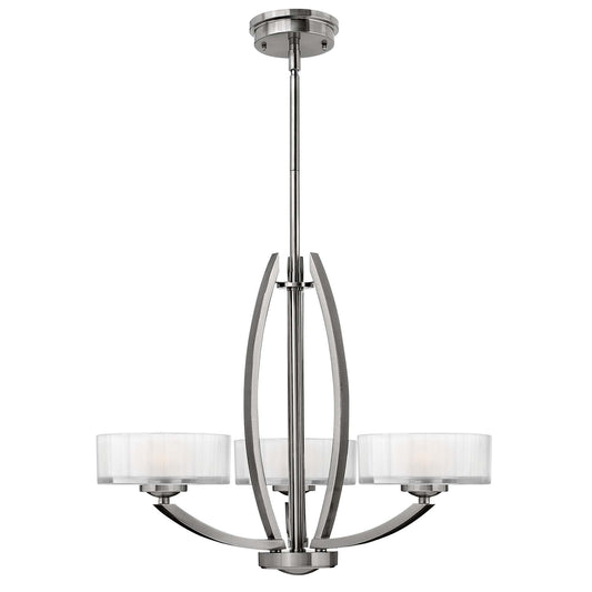 Hinkley Meridian 3 Light Silver Nickel Opal Chandelier HK/MERIDIAN3