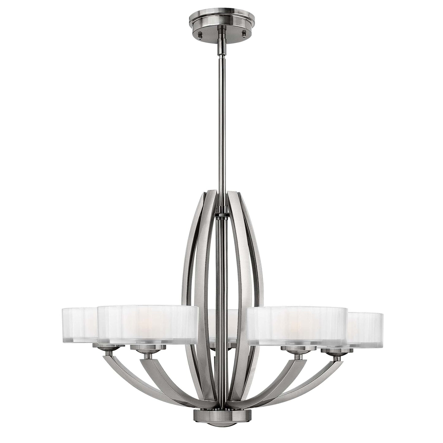 Hinkley Meridian 5 Light Silver Nickel Opal Chandelier HK/MERIDIAN3