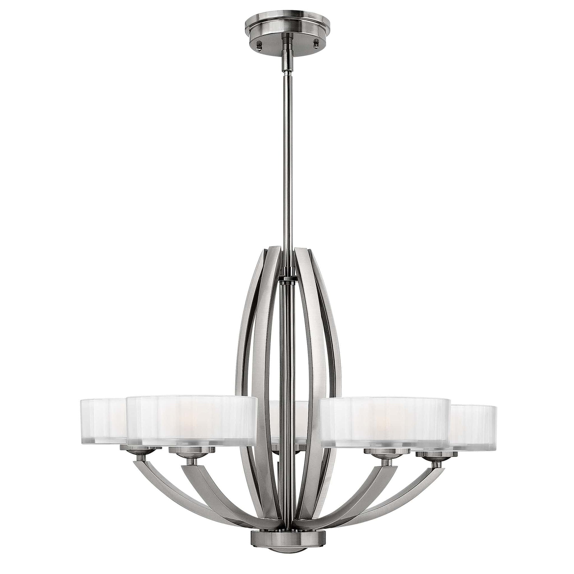Hinkley Meridian 5 Light Silver Nickel Opal Chandelier HK/MERIDIAN3