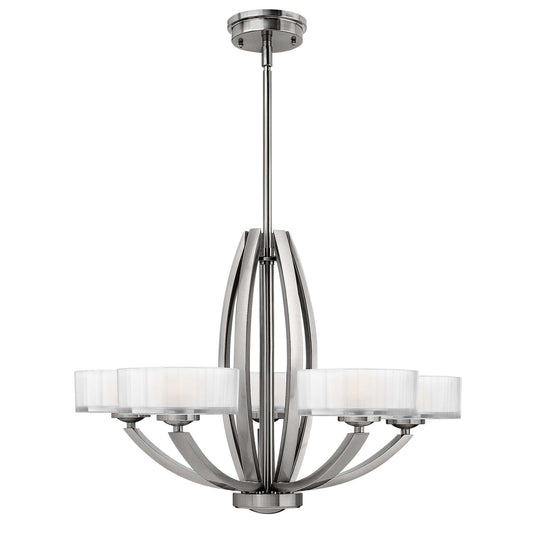 Hinkley Meridian 5 Light Silver Nickel Opal Chandelier HK/MERIDIAN3