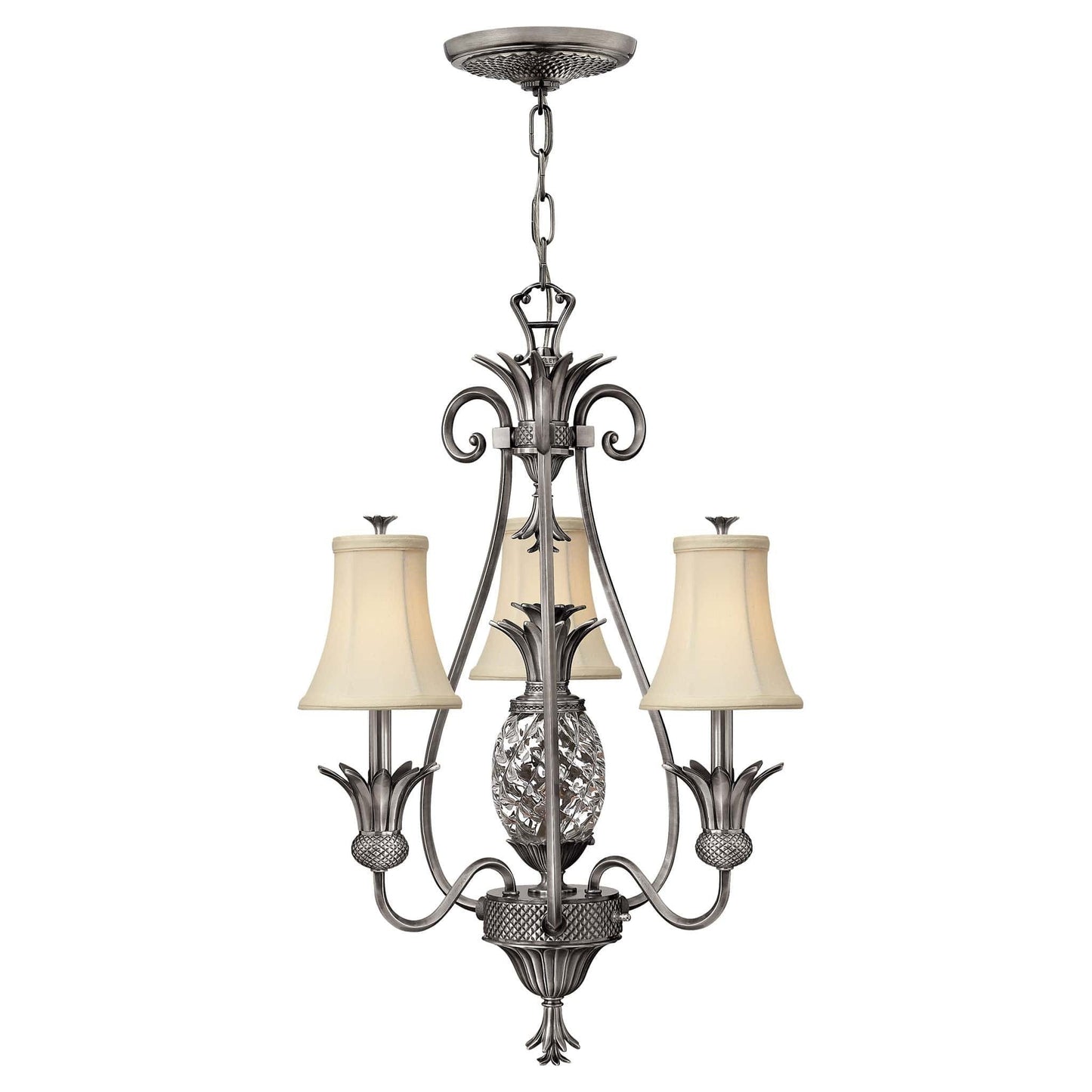 Hinkley Plantation 3 Light Antique Nickel Chandelier HK/PLANT3 PL