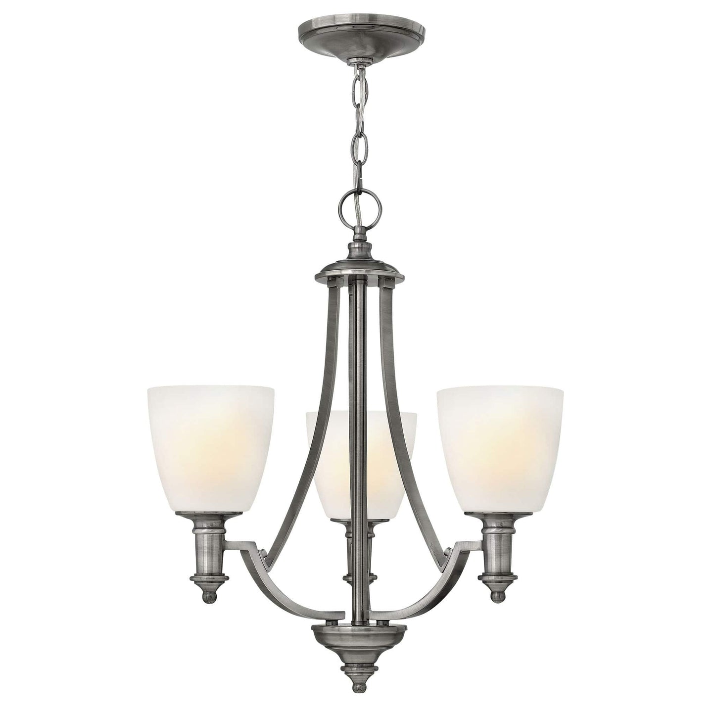 Hinkley Truman 3 Light Opal Antique Nickel Chandelier HK/TRUMAN3