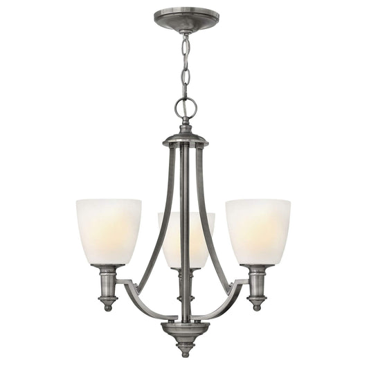 Hinkley Truman 3 Light Opal Antique Nickel Chandelier HK/TRUMAN3