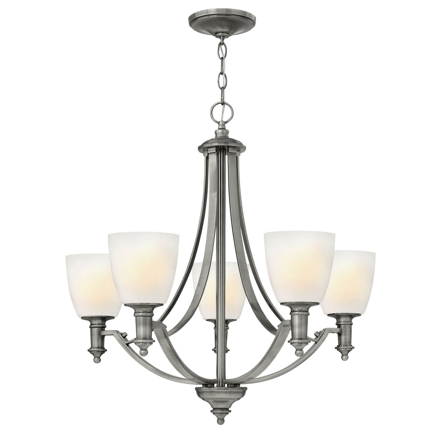 Hinkley Truman 5 Light Opal Antique Nickel Chandelier HK/TRUMAN5