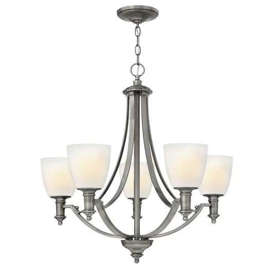 Hinkley Truman 5 Light Opal Antique Nickel Chandelier HK/TRUMAN5