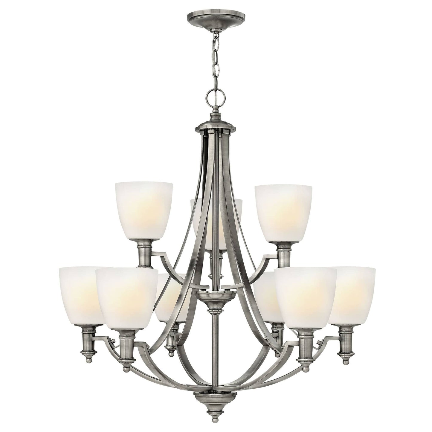 Hinkley Truman 9 Light Opal Antique Nickel Chandelier HK/TRUMAN9