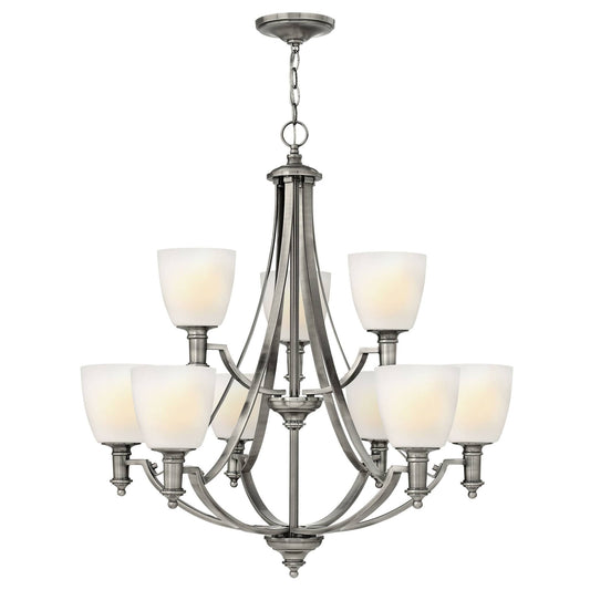 Hinkley Truman 9 Light Opal Antique Nickel Chandelier HK/TRUMAN9
