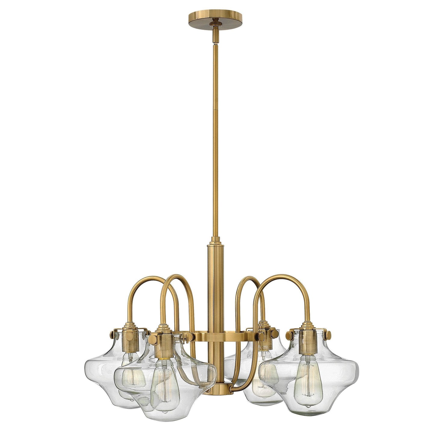 Hinkley Congress 4 Light Glass Shade Brushed Caramel Chandelier HK/CONGRES4/B BC