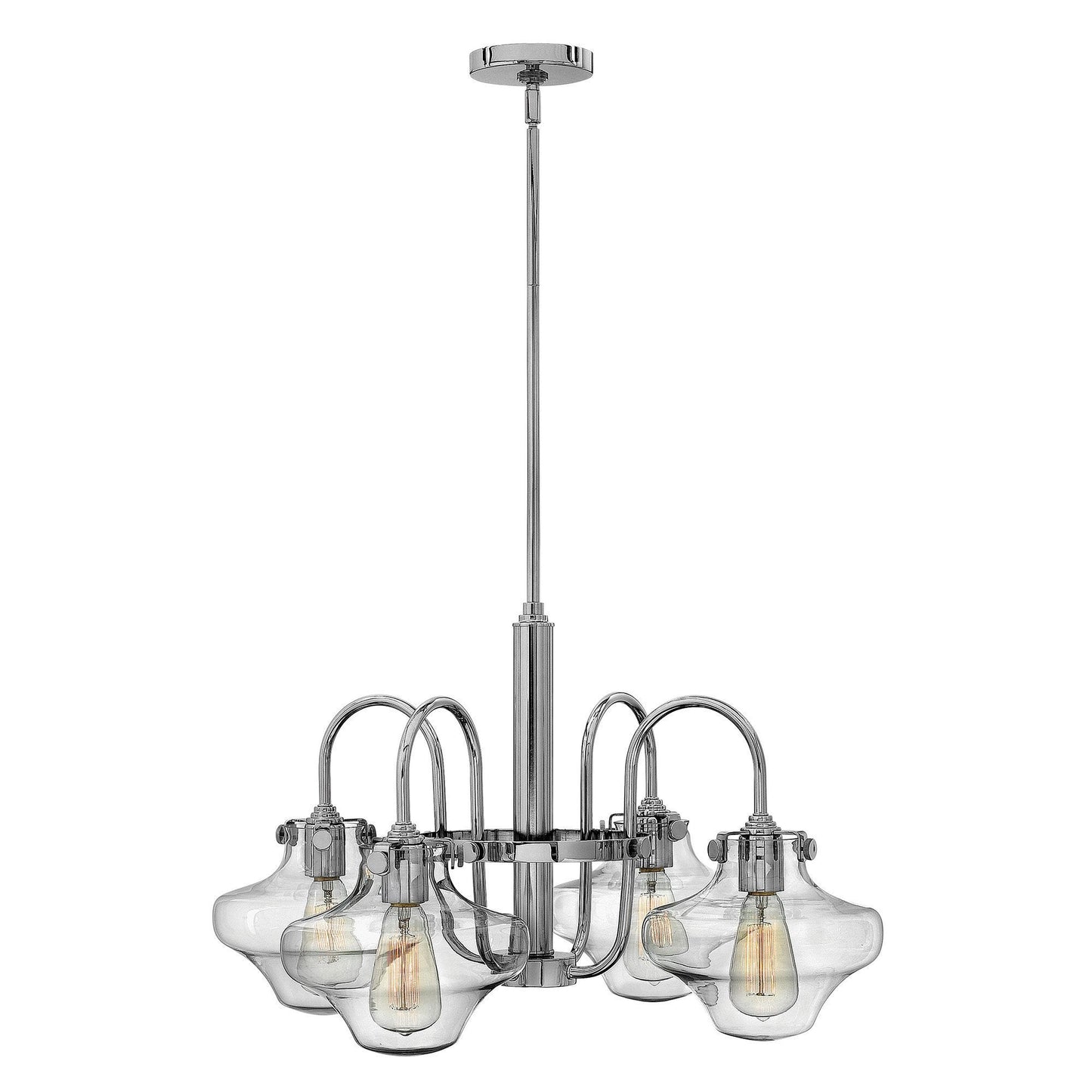 Hinkley Congress 4 Light Glass Shade Chrome Chandelier HK/CONGRES4/B CM