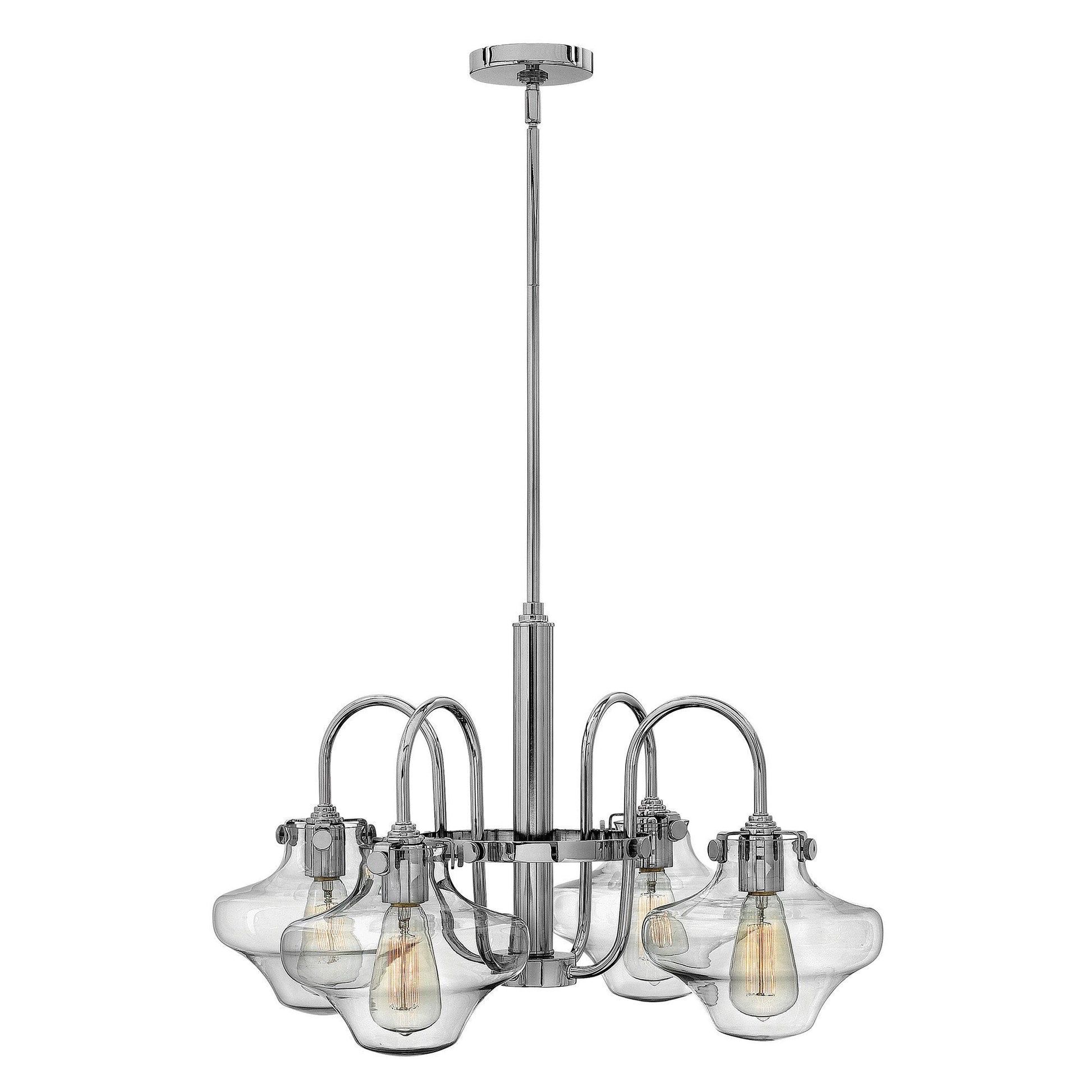 Hinkley Congress 4 Light Glass Shade Chrome Chandelier HK/CONGRES4/B CM