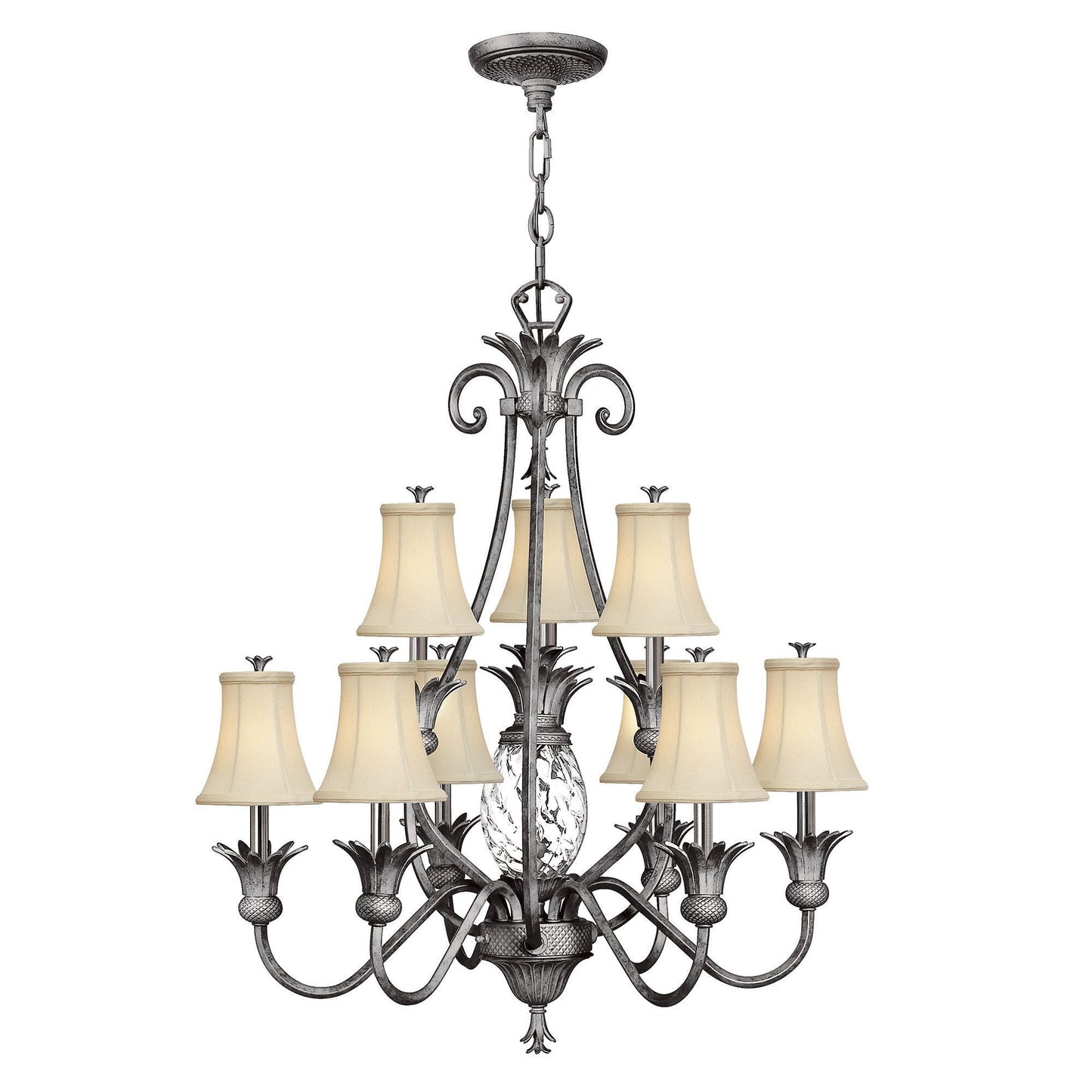 Hinkley Plantation 10 Light Polished Antique Nickel Chandelier HK/PLANT10 PL