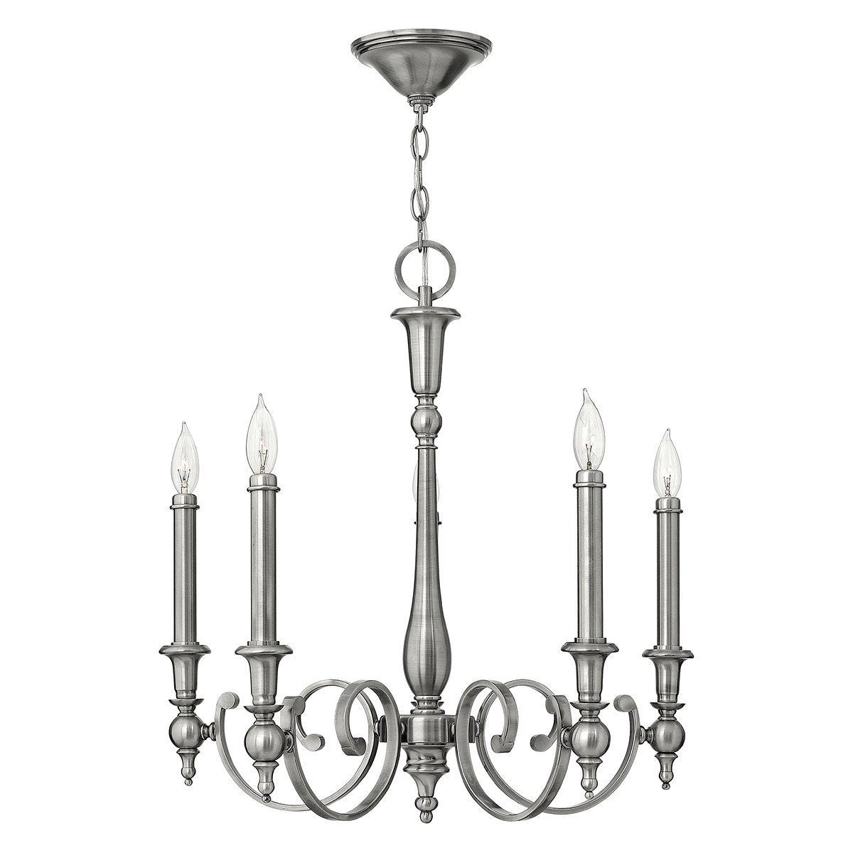 Hinkley York Town 5 Light Antique Nickel Chandelier HK/YORKTOWN5