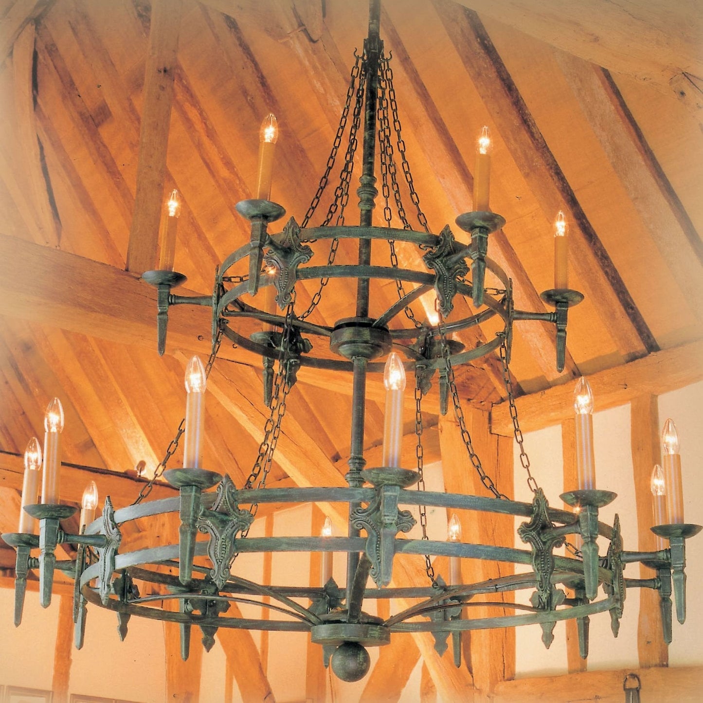 Impex Baronial 18 Light Iron Chandelier in Matt Black SMRR01318/MBLK