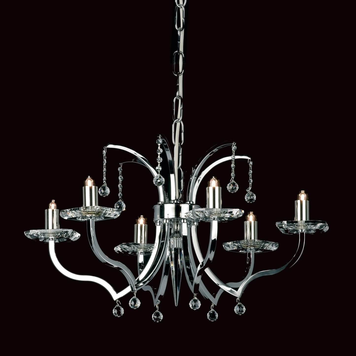 Impex Bayonne 6 Light Starlite Nickel Candle Chandelier STH07008/06/N