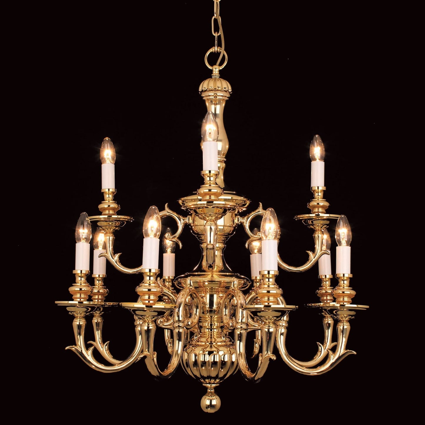 Impex Beveren 12 Light Flemish Brass Candle Chandelier BF19200/12