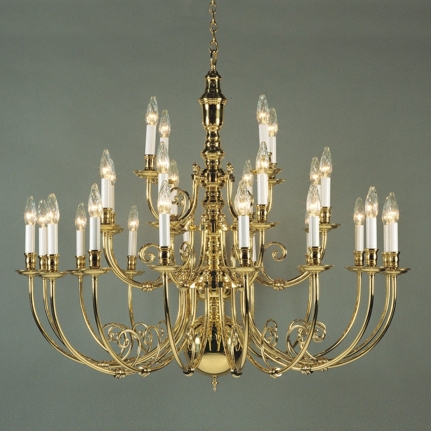 Impex Beveren 28 Light Flemish Brass Candle Chandelier BF19700/28