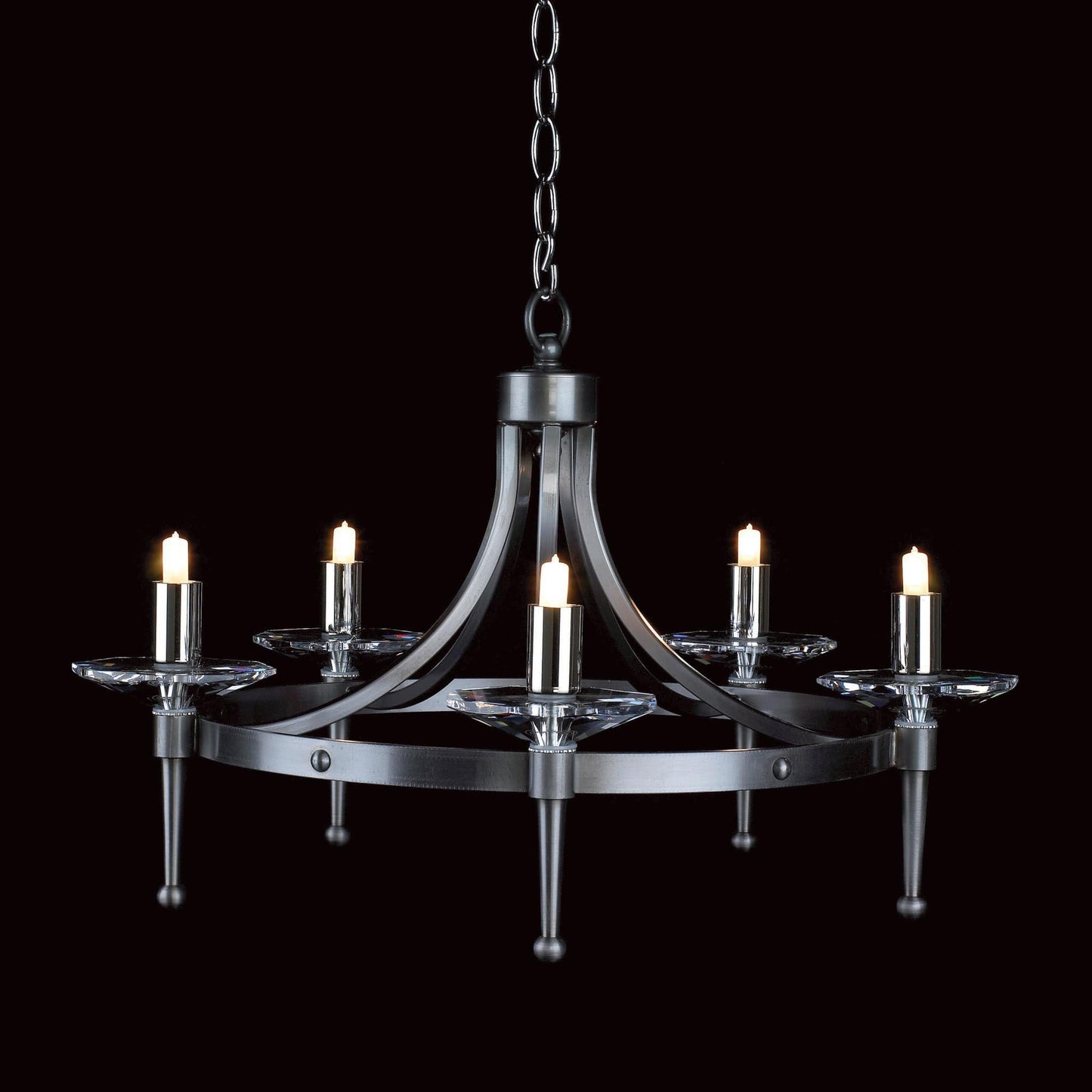Impex Blenheim 5 Light Matt Black Candle Chandelier SMRR01005/STR/CRY