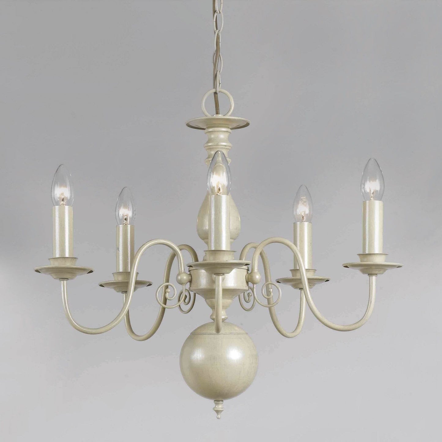 Impex Bologna 5 Light Flemish Cream Candle Chandelier PG05579/05/CRM
