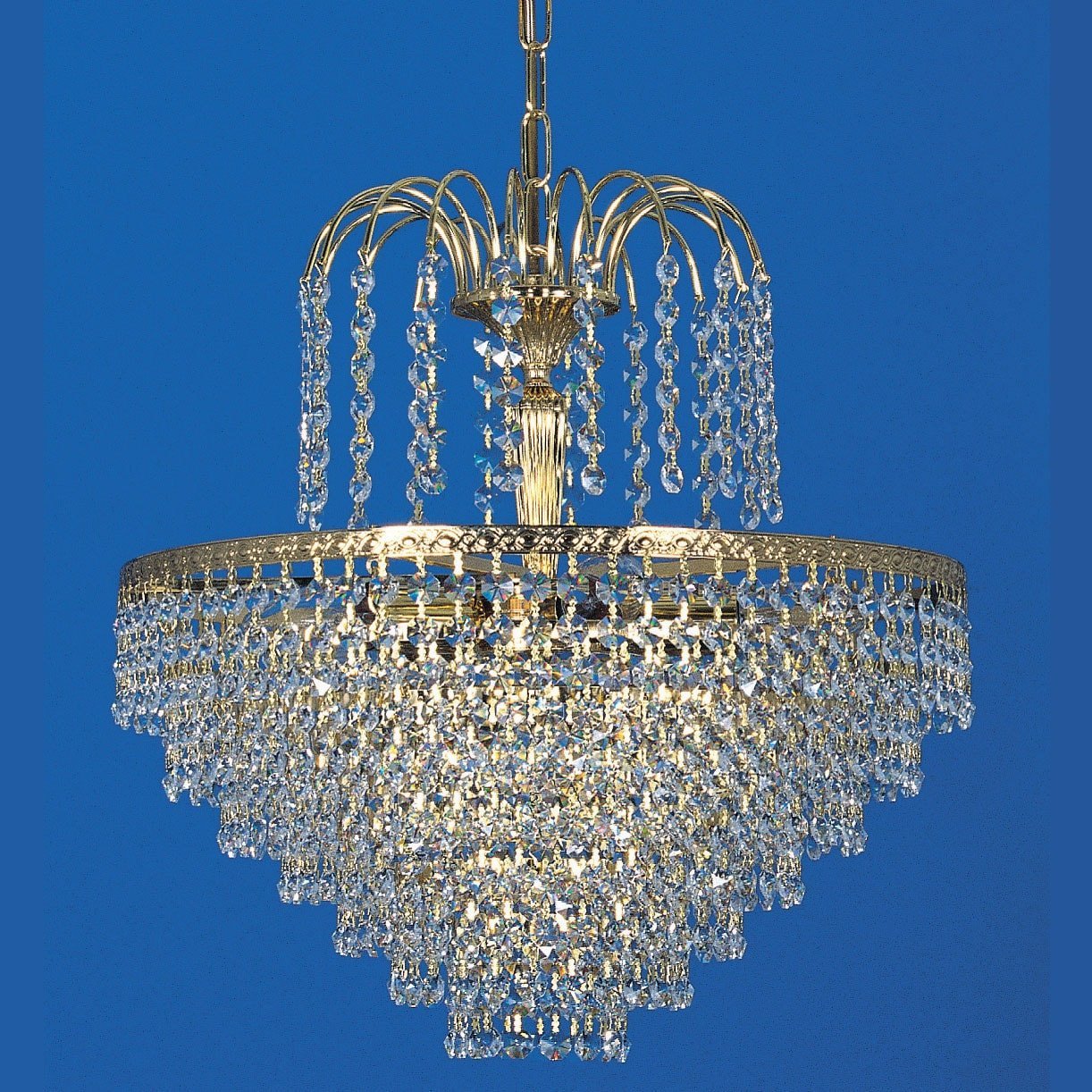 Impex Bonn 5 Light Gold Lead Crystal Strass Chandelier ST00018/40/05/G